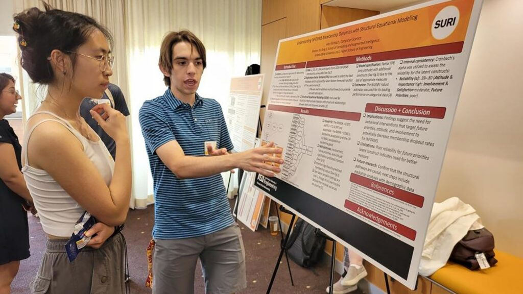 Alec presenting a SURI research poster at Arizona State University